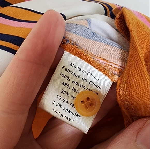 Anthropologie Porridge Orange Stripe Cap Sleeve Blouse L - Picture 6 of 7